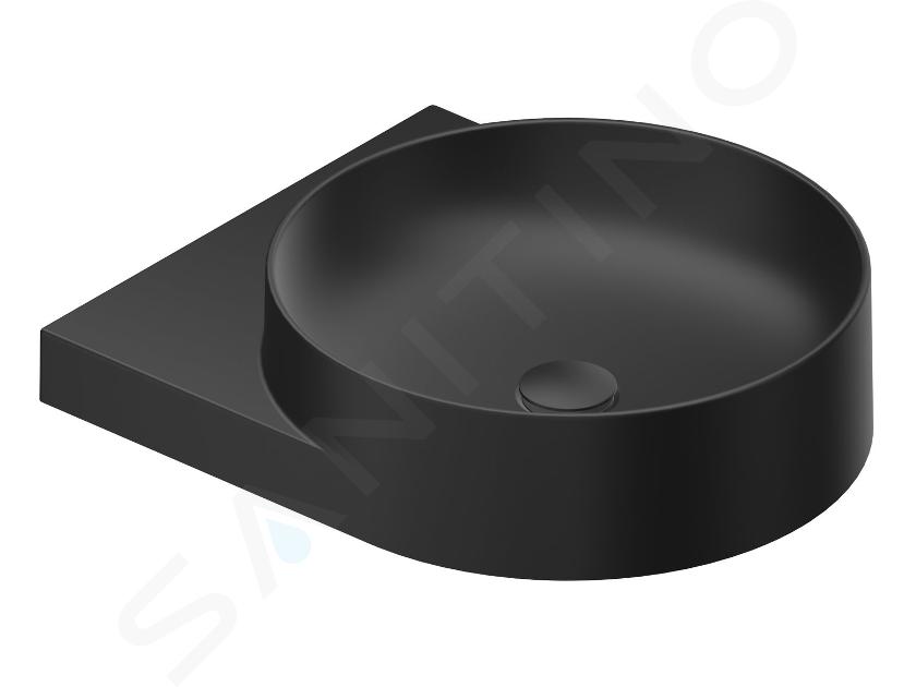 Ravak Yard - Lavabo 405x500 mm, sin rebosadero, sin agujero para grifo, negro mate XJX0D040000