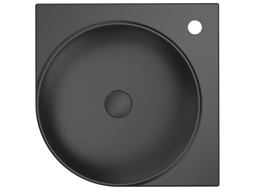 Ravak Yard - Lavabo d'angle 45x45 cm, sans trop-plein, trou pour mitigeur, noir mat XJX0D245000