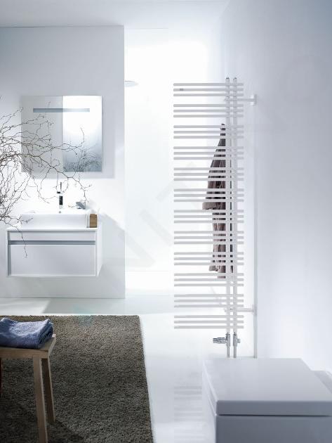 Zehnder Yucca Asym - Koupelnový radiátor 87x48 cm, rovný, jednořadý, bílý lak YA-090-050