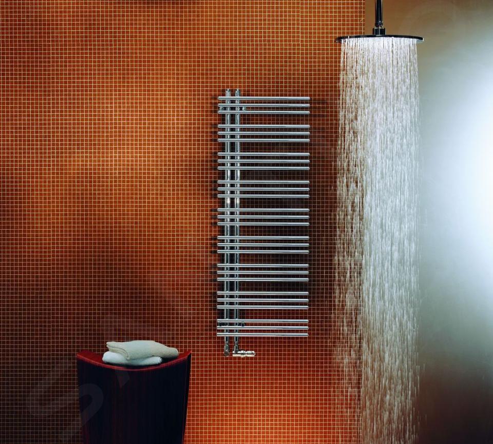 Zehnder Yucca Asym - Radiateur de salle de bains 1304 x 578 mm, droit, simple rangée, chromé YAC-130-060