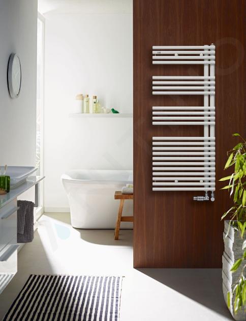 Zehnder Forma Asym - Radiateur de salle de bains 1161 x 496 mm, droit, raccordement extérieur 50 mm, laqué blanc LFAR-120-050