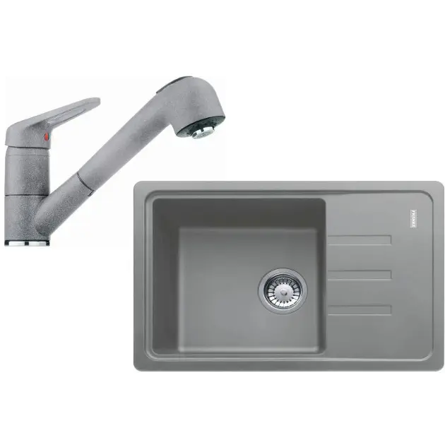 Franke Készletek - Konyhaszett G118, illatos mosogató BSG 611-62 + keverő FC 9547.084, szürke kő 114.0440.850