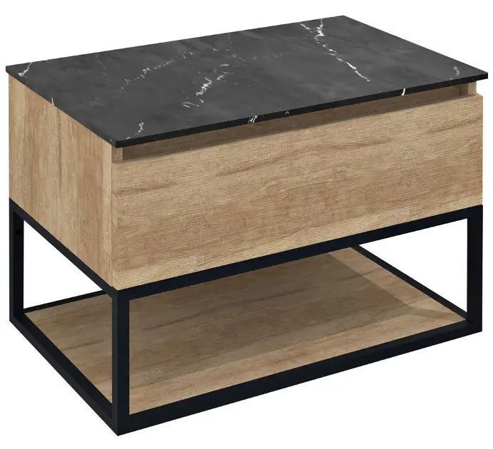 Sapho Skara - Ormarić za umivaonik 80x50x45 cm, 1 ladica, mat crna/Alabama hrast CG008-2222
