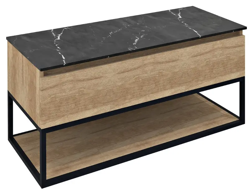 Sapho Skara - Ormarić za umivaonik 100x50x45 cm, 1 ladica, mat crna/Alabama hrast CG009-2222