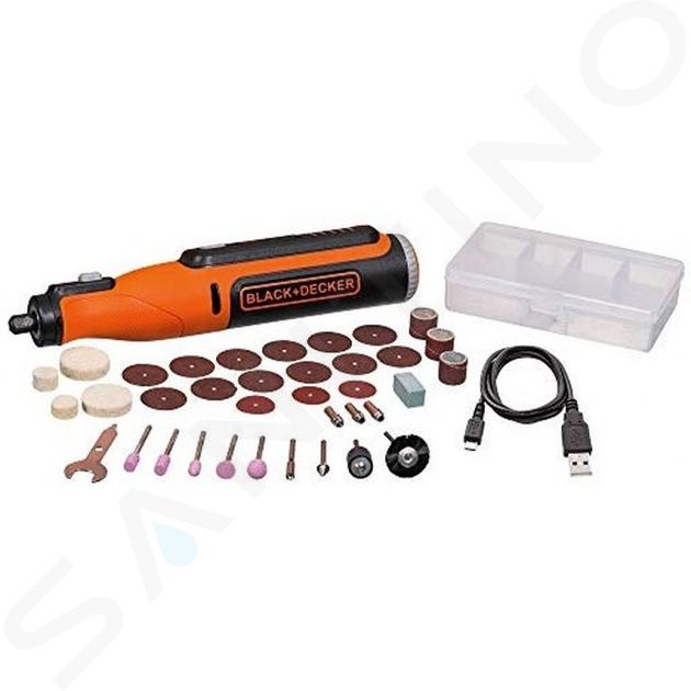 BLACK+DECKER Gereedschap - 7,2 V ACCU-rechte slijpmachine met accessoires, USB-kabel BCRT8I-XJ