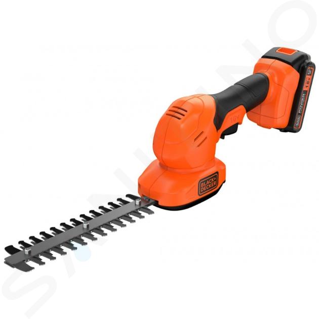 BLACK+DECKER Maquinaria de jardinería - Tijeras para hierba y arbustos AKU 18V, 1x batería 2,0 Ah Li-Ion, cargador BCSS18D1-QW