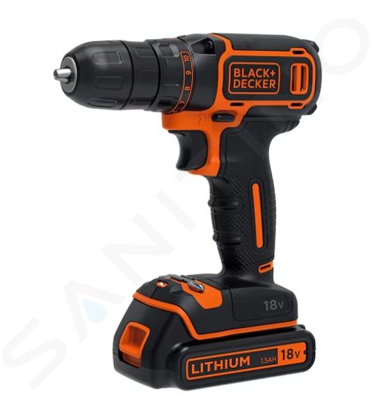 BLACK+DECKER Werkzeug - 18V Akku-Bohrschrauber, 2x 1,5 Ah Li-Ion Akku, Ladegerät BDCDC18KB-QW