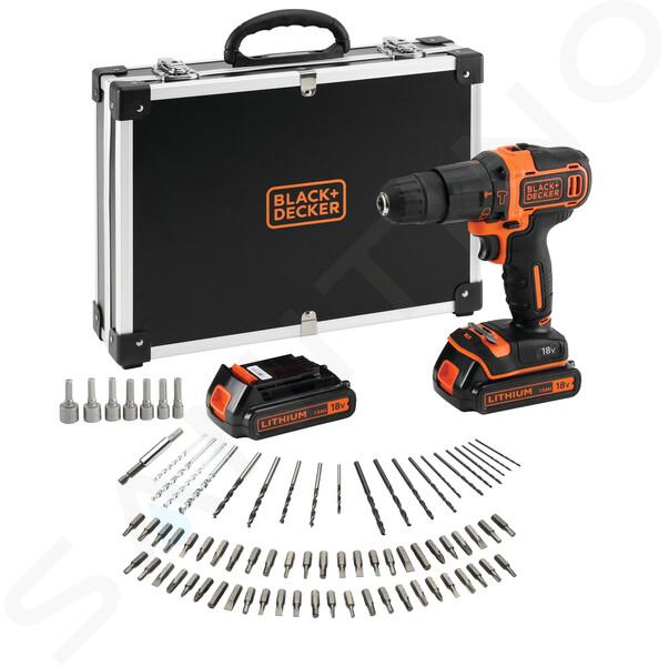 BLACK+DECKER Werkzeug - 18V Akku-Schlagbohrschrauber mit Zubehör, 2x 1,5 Ah Li-Ion Akku, Ladegerät BDCHD18BAFC-QW