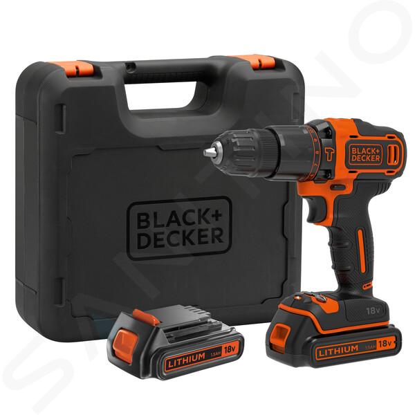 BLACK+DECKER Accessori - Trapano avvitatore a percussione 18V, a batteria,  2x batterie 1,5 Ah BDCHD18KB-QW