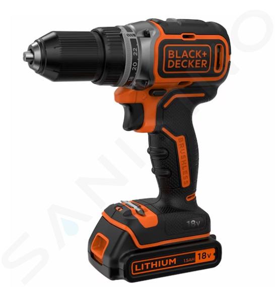BLACK+DECKER Werkzeug - 18V Akku-Bohrschrauber, 2x 1,5 Ah Li-Ion Akku, Ladegerät BL186KB-QW