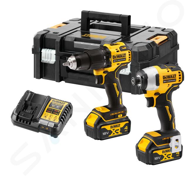 DeWALT Utensili - Set trapano a percussione e avvitatore a impulsi a batteria da 18 V, 2x batterie 4,0 Ah POWERSTACK, caricabatterie DCK2062M2T