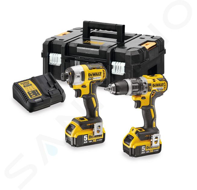 DeWALT Unelte - Set bormașină cu percuție și cheie de strâns cu impact pe acumulator de 18V, 2x acumulator 5,0 Ah XR, încărcător DCK266P2T