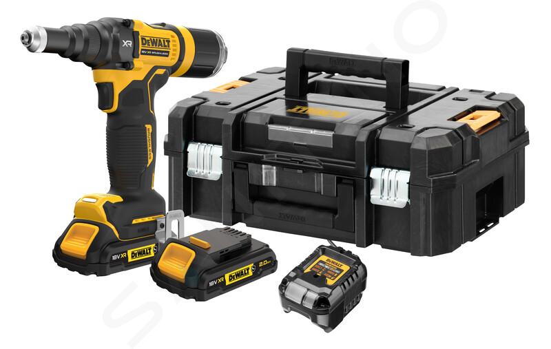 DeWALT Unelte - Pistol de nituire pe acumulator de 18V, 2x bat. 2,0 Ah XR, încărcător DCF403D2GT