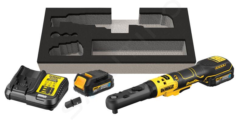 DeWALT Outillage - Clé à cliquet sans fil 18V, 2 batteries POWERSTACK 1,7 Ah, chargeur DCF510E2G