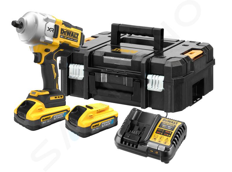 DeWALT Nářadí - 18V AKU rázový utahovák, 2x aku 5,0 Ah POWERSTACK, nabíječka DCF961H2T