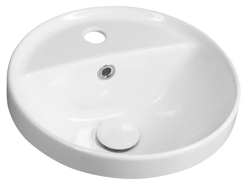 Sapho Lavabos - Lavabo, diamètre 38 cm, avec trop-plein, trou pour robinetterie, blanc TU0652