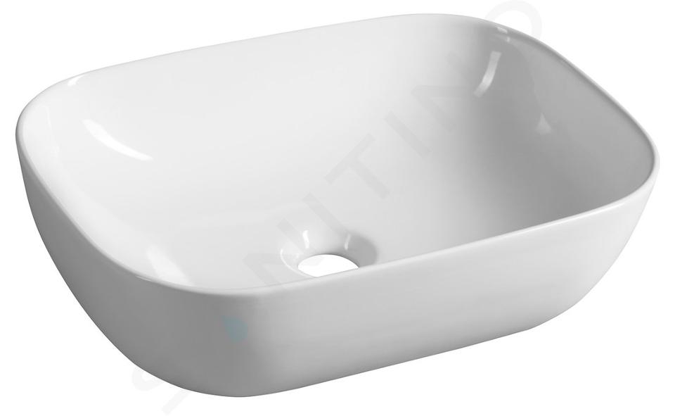 Aqualine Lavabi - Lavabo da appoggio, 46x34 cm, senza troppopieno, bianco 46341