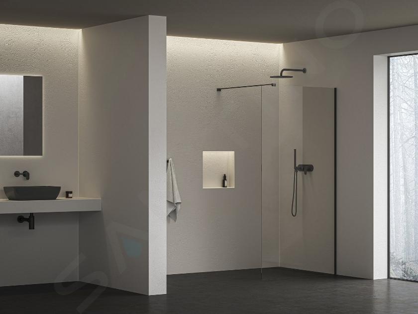 Ravak Walk-In - Paroi de douche Walk-In, 90x200 cm, noir/verre clair GW9W70300Z1C