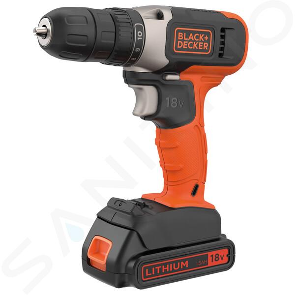 BLACK+DECKER Unelte - Mașină de găurit (bormașină) pe acumulator de 18V, 2x baterie de 1,5 Ah BCD001C2-QW