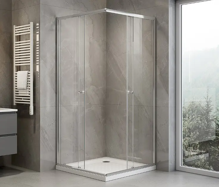 Cabine De Douche Angulaire Alabama - 90x90 Cm, H200 Cm, Verre Opaque - Idralite