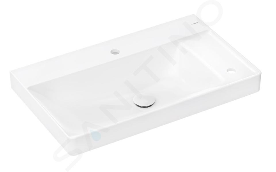 Hansgrohe Xelu Q - Lavabo 80x48 cm, senza troppopieno, 2 fori per rubinetto, SmartClean, bianco 61025450