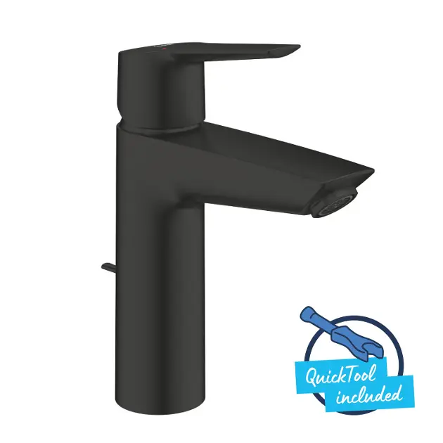 Grohe QuickFix Start - Miscelatore da lavabo, con sistema di scarico, nero opaco 234552432