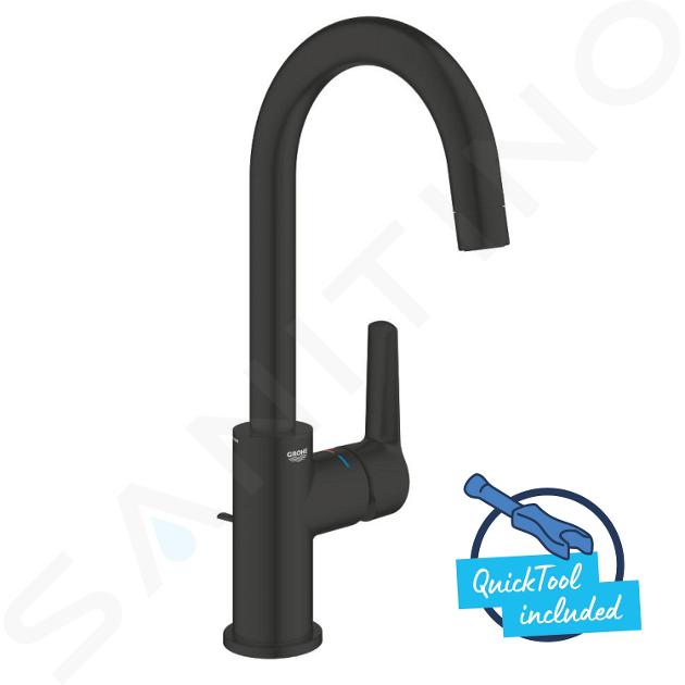 Grohe QuickFix Start - Grifo de lavabo, con desagüe, negro mate 242032432