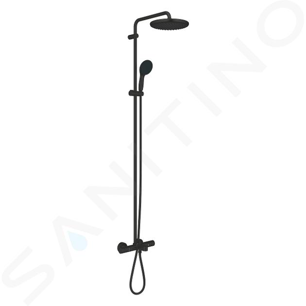 Grohe Vitalio Start - Zestaw prysznicowo-wannowy z termostatem, średnica 25 cm, 2 strumienie, czarny mat 269882431