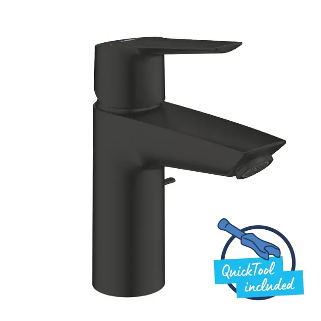 Levně Grohe QuickFix Start - Umyvadlová baterie s výpustí, studený start, matná černá 311372432