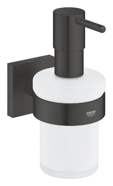 Grohe QuickFix Start Cube - Dispensador de jabón con soporte, cristal/negro mate 410982430