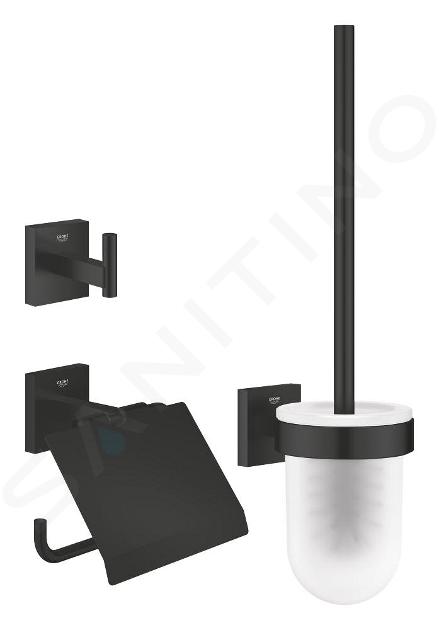 Grohe QuickFix Start Cube - Set di accessori da toilette 3 in 1, nero opaco 411232430