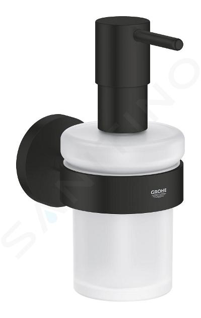 Grohe QuickFix Start - Dispensador de jabón con soporte, cristal/negro mate 411952430