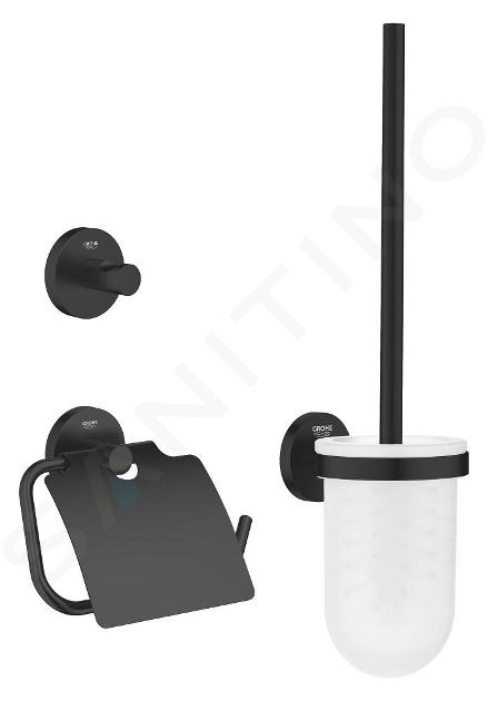 Grohe QuickFix Start - Set di accessori da toilette 3 in 1, nero opaco 412042430