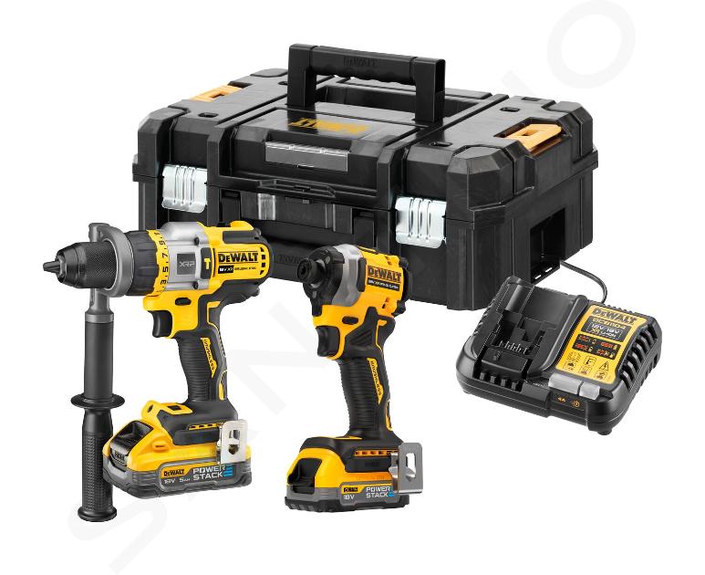 DeWALT Outillage - Set perceuse à percussion et clé à choc sans fil 18V, 1 batterie 1,7 Ah, 1 batterie 5,0 Ah, chargeur DCK2052H1E1T