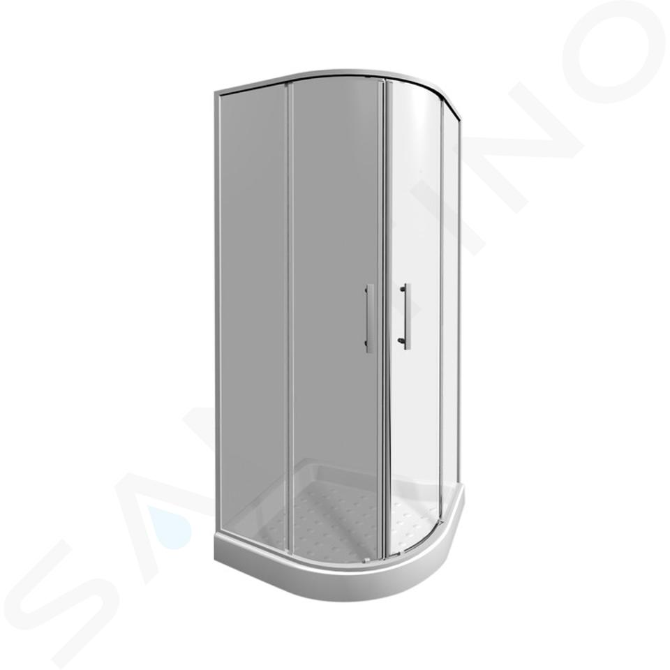 Jika Lyra plus - Douchehoek kwartrond 90x90 cm, Jika Perla Glas, wit/glas decor stripy H2533820006651