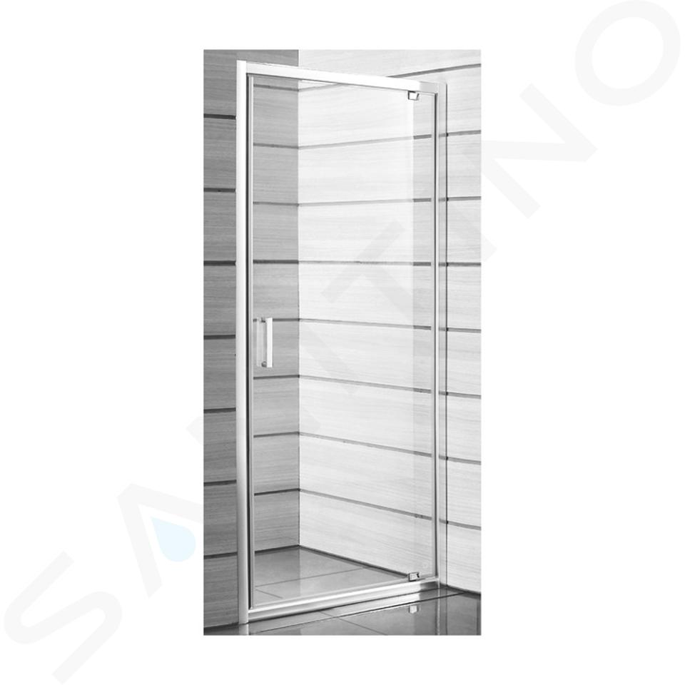 Jika Lyra plus - Puerta de ducha pivotante I/D, 800x1900, blanco/cristal decoración rayas H2543810006651