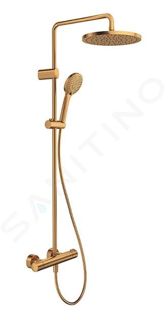 Duravit Sprchy - Sprchový set s termostatom, priemer 25 cm, 3 prúdy, kefovaný bronz TH4282008004