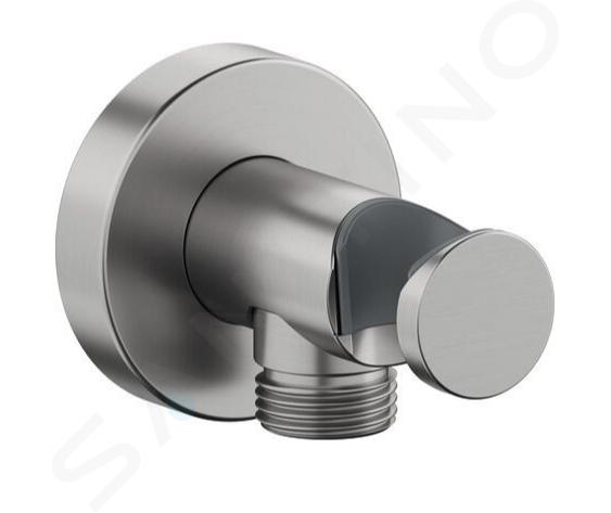 Duravit Accessori - Presa d'acqua a muro con supporto doccia, acciaio inox spazzolato UV0630009070