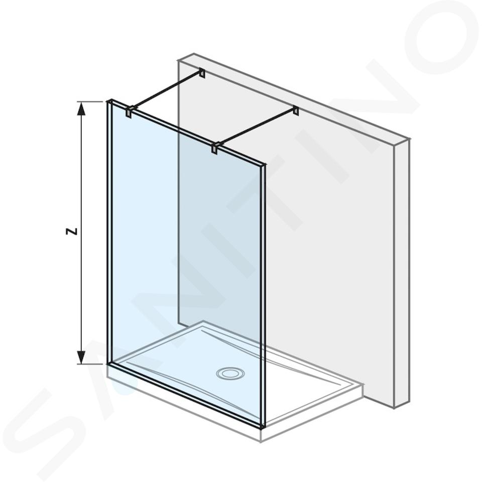 Jika Pure - Pared de cristal fija incluyendo dos puntales, 1300x2000 mm, con acabado Jika Perla Glass H2674210026681