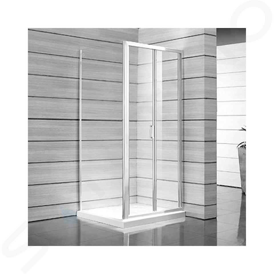 Jika Lyra plus - Porte de douche pliante 900 G/D, verre avec bandes décoratives , blanc H2553820006651