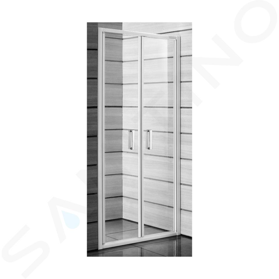 Jika Lyra plus - Porta della doccia a doppia anta 800x1900 mm, righe di decoro bianco/vetro H2563810006651