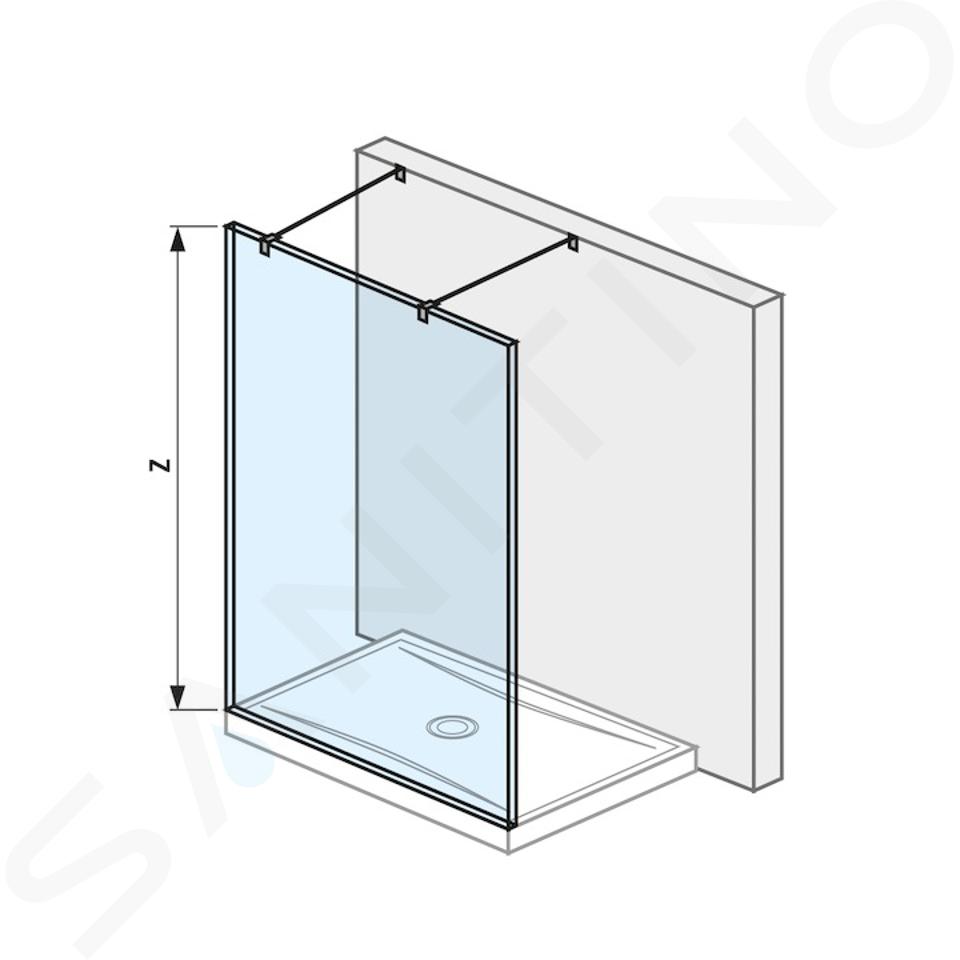 Jika Pure - Pared de cristal fija incluyendo dos puntales, 1200x2000 mm, con acabado Jika Perla Glass H2674200026681