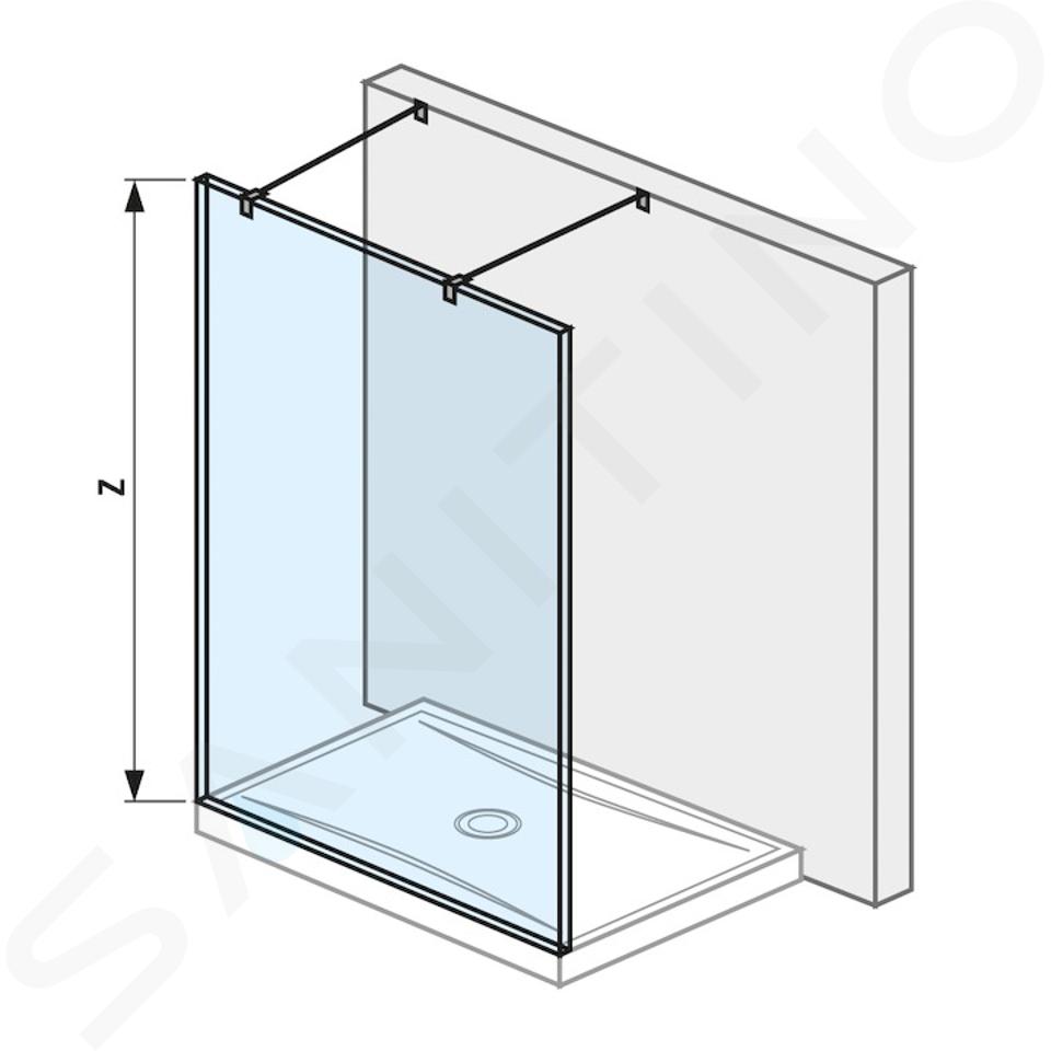 Jika Pure - Glazen wand vast inclusief twee stijlen, 1400x2000 mm, met Jika Perla Glass afwerking H2674220026681