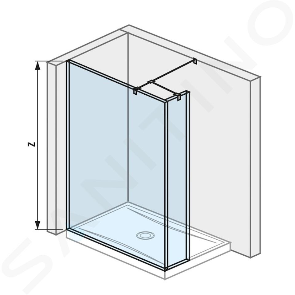 Jika Pure - Skleněná stěna boční, 1200x200x2000 mm, s úpravou Jika Perla Glass H2674260026681