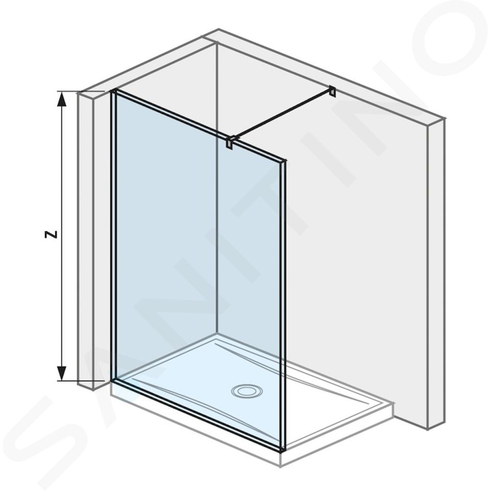 Jika Pure - Sklenená stena bočná 140 cm na sprchovú vaničku 140 cmx80 cm a 140 cmx90 cm, s úpravou Jika Perla Glass, 1400 mm x 200 mm x 2000 mm H2674250026681