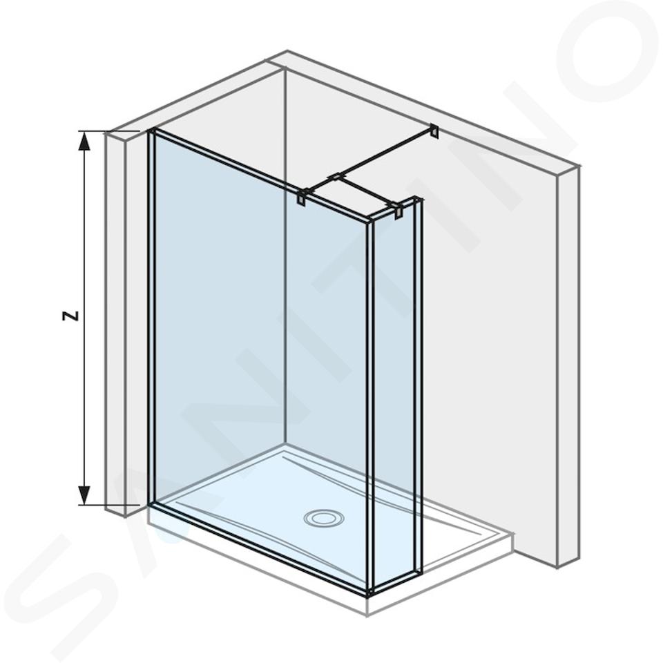 Jika Pure - Glazen zijwand, 130x20x200 cm, met Jika Perla Glass afwerking H2674270026681