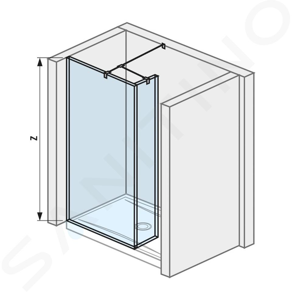 Jika Pure - Ściana boczna ze szkła zawierająca krótkie szkło, 80x20x200 cm, z wykończeniem Jika Perla Glass H2684220026681