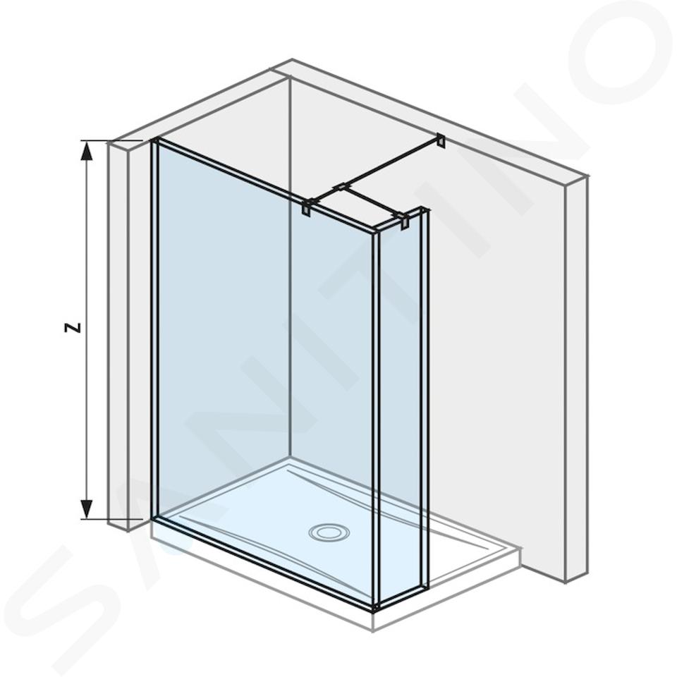 Jika Pure - Glazen zijwand 140x20x200 cm, met Jika Perla Glass afwerking H2674280026681
