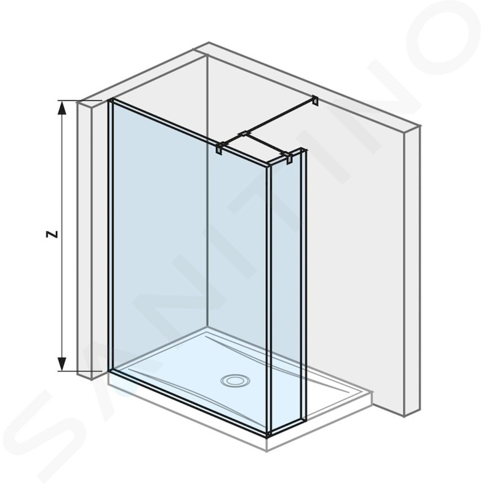 Jika Pure - Parete laterale in vetro 140x20x200 cm, con finitura Jika Perla Glass H2674280026681