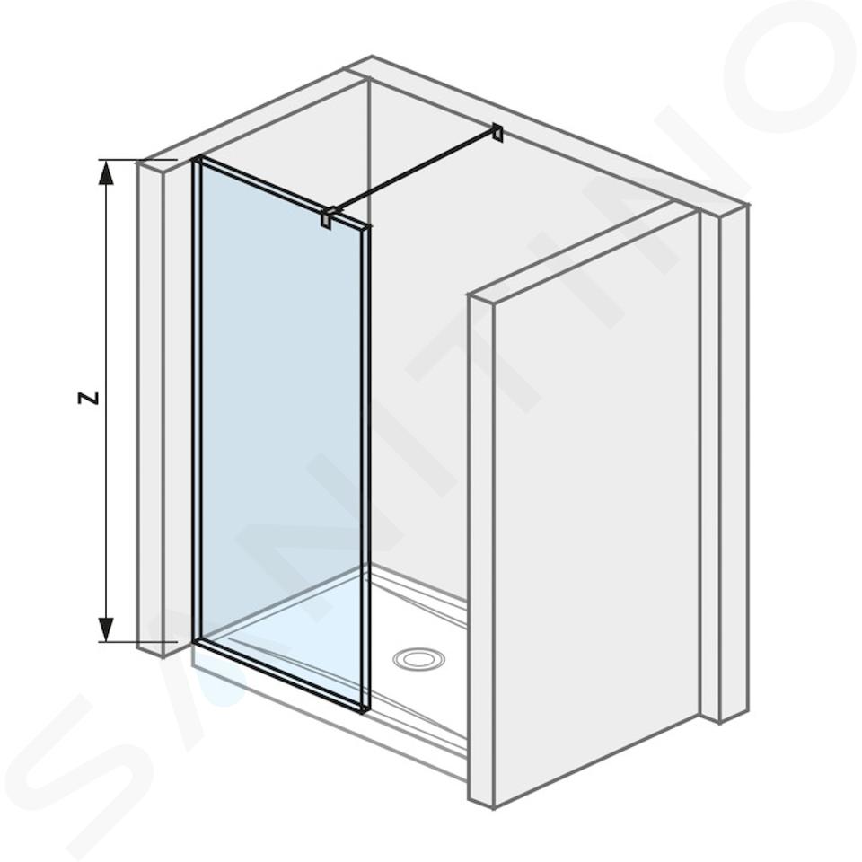 Jika Pure - Sklenená stena bočná 79,5 cm na sprchovú vaničku 140 cmx80 cm a 140 cmx90 cm s úpravou Jika Perla Glass, 80cm x20cm x200 cm H2684200026681
